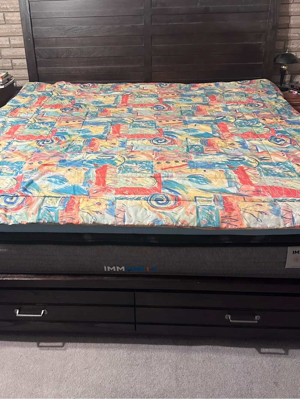Vintage 80s 90s watercolor abstract striped queen comforter